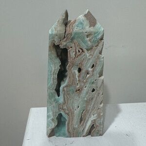 Natural Stone Sculpture in Green and Brown